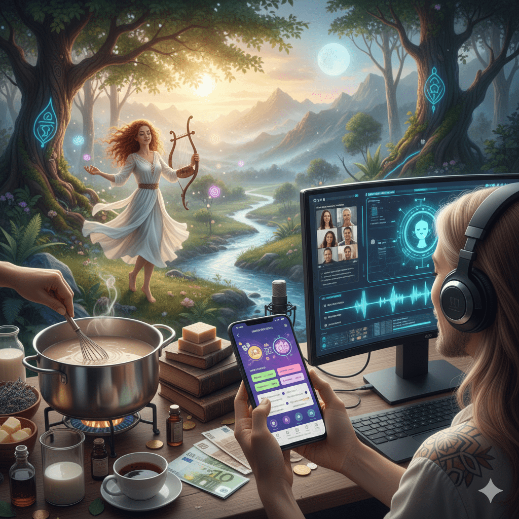 Hörbucherstellung im Wald Fantasie KI Hörbücher erstellen und Geld verdienen – Ein Einstiegsguide